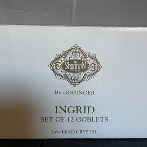 Ingrid Shannon Crystal by Godinger Wine/Water Goblets Glasses 9 Oz~~Set of 12